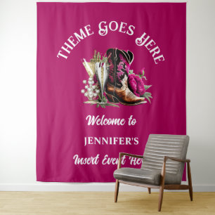 Tapiz Botas vaqueras occidentales magenta peonía burbuje