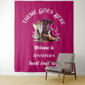 Tapiz Botas vaqueras occidentales magenta peonía burbuje