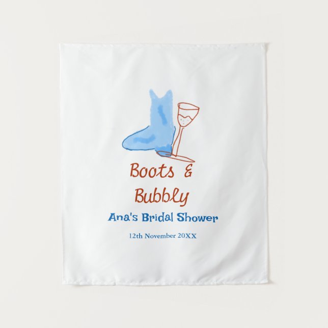 Tapiz Botas y botella de champán burbujeante despedida d (Anverso)