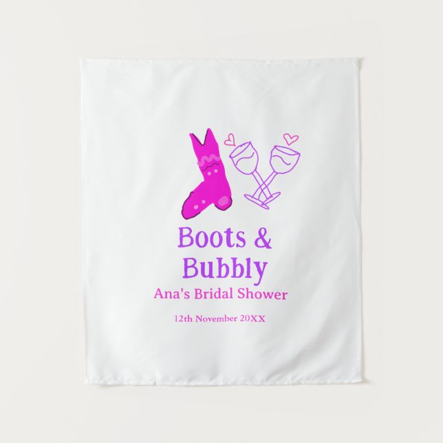 Tapiz Botas y botella de champán burbujeante despedida d (Anverso)