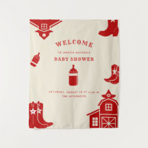 Botellas y Botas Fiesta de Bebé Retro Vaquero Rojo