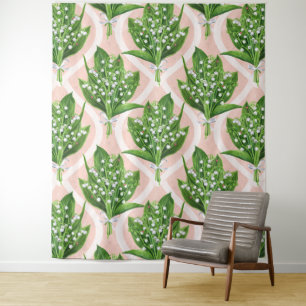 Tapiz Bouquet de lilas del valle flores en rosa