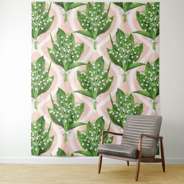 Tapiz Bouquet de lilas del valle flores en rosa (In situ)