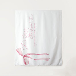 Tapiz Bow rosa: está atando la ducha nupcial