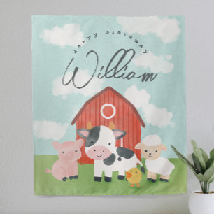 Tapiz Boys Cute Farm Animal Birthday Backday
