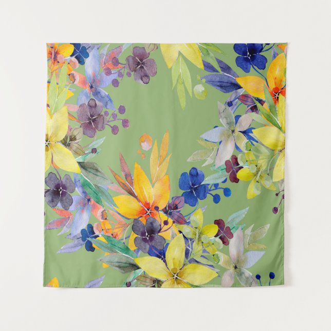 Tapiz Branch watercolor seamless pattern. Image on white (Anverso)