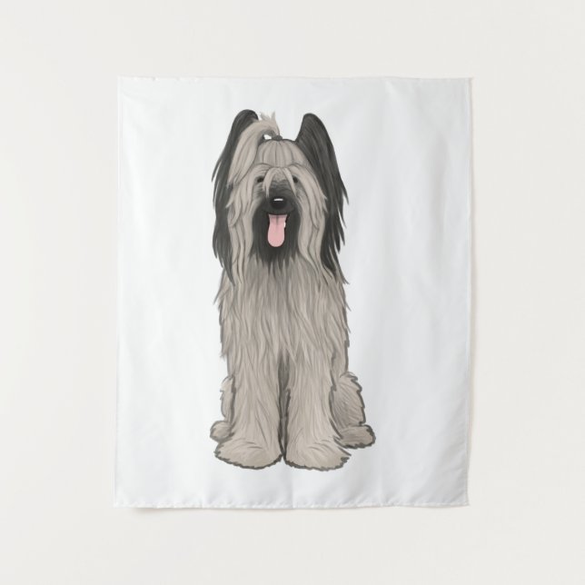 Tapiz Briard Cute Cartoon Dog (Anverso)