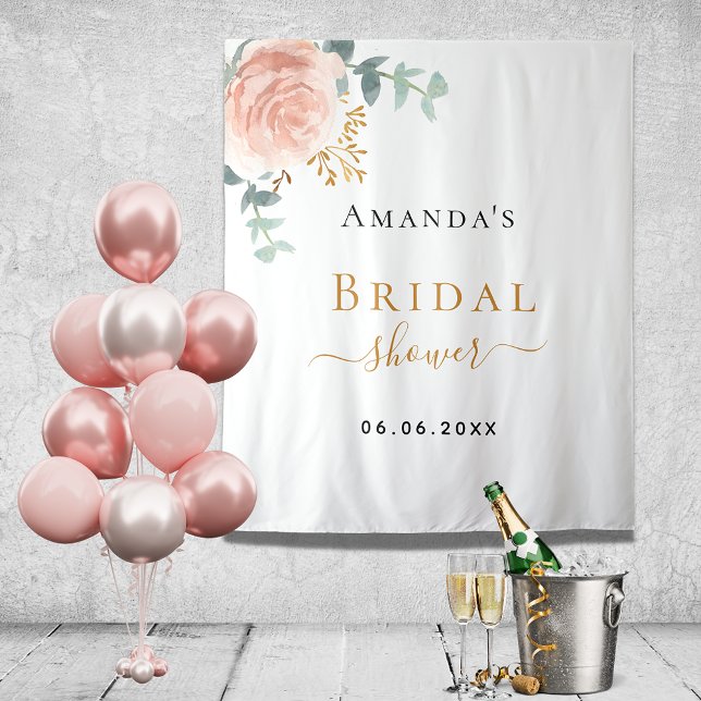 Tapiz Bridal Ducha rosa de oro eucalipto floral rosa (Subido por el creador)