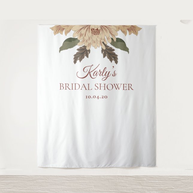 Tapiz Bridal Shower Backdrop Motif Floral Moderno (Anverso)