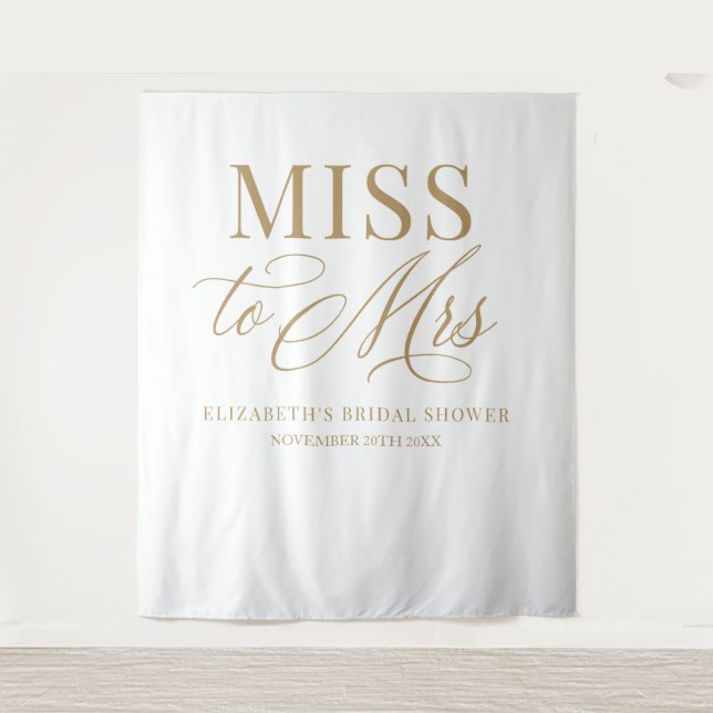 Tapiz Bridal shower elegant Miss to Mrs backdrop (Anverso)