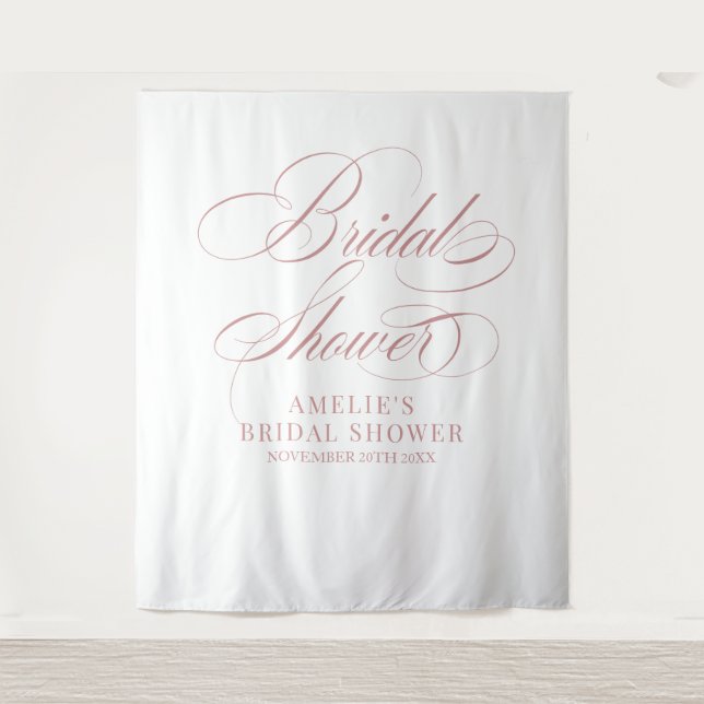 Tapiz Bridal shower elegant modern pink backdrop (Anverso)