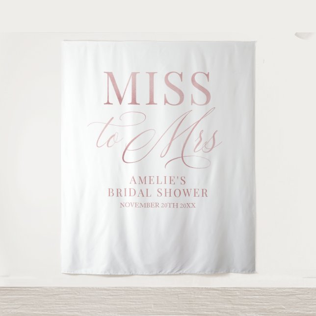 Tapiz Bridal shower elegant rose gold backdrop (Anverso)