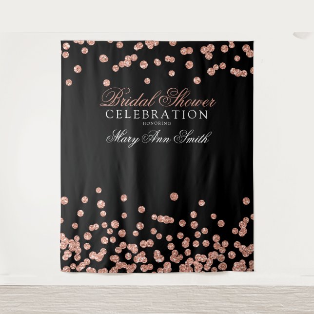 Tapiz Bridal Shower Fiesta Rosa Gold Confetti fondo (Anverso)