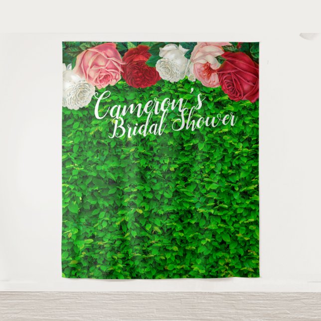 Tapiz Bridal Shower Greenery Photo Booth Backdrop (Anverso)