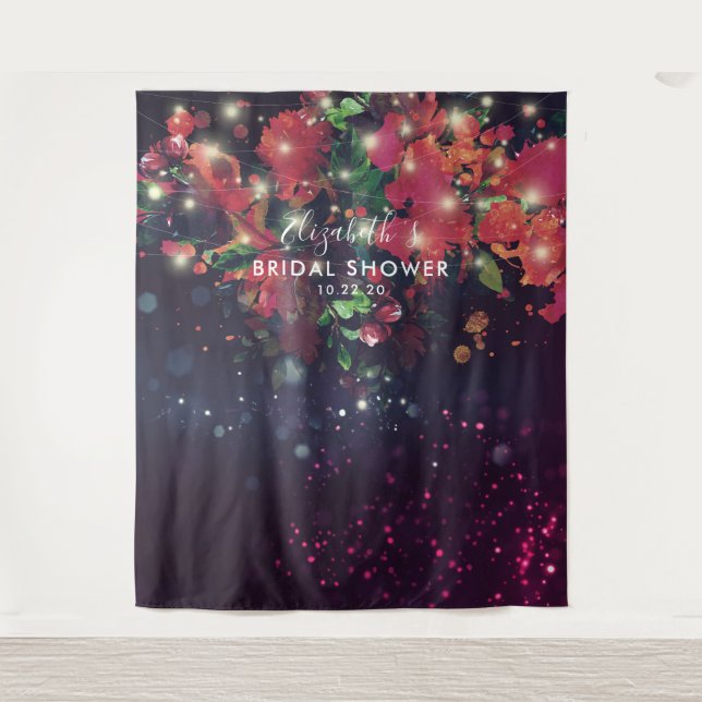 Tapiz Bridal Shower Photo Backdrop Flores de cuerda Luce (Anverso)