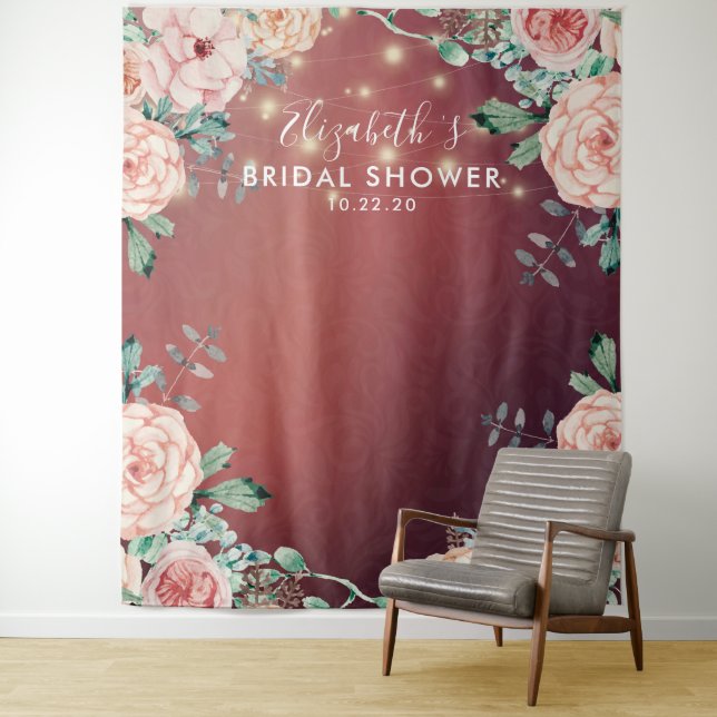 Tapiz Bridal Shower Photo Backdrop Flores de cuerda Luce (In situ)
