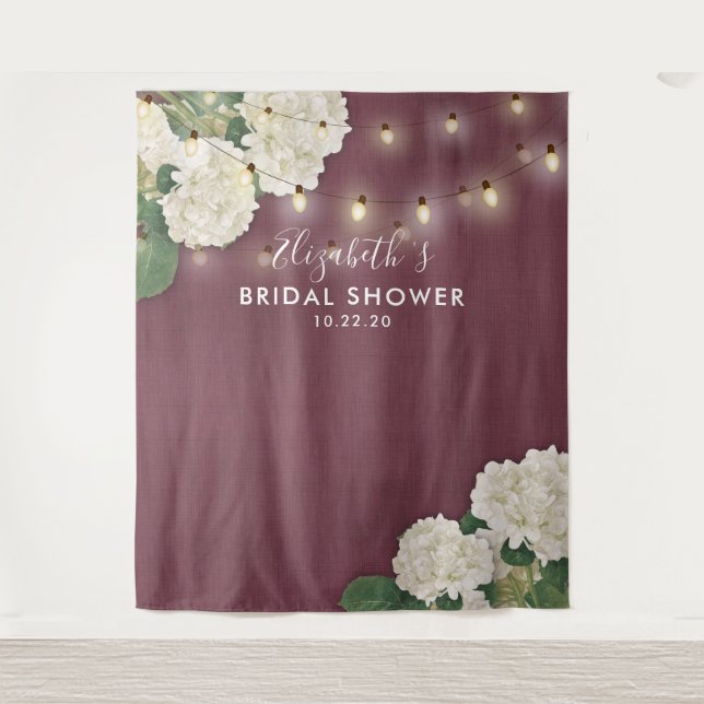 Tapiz Bridal Shower Photo Backdrop Flores de cuerda Luce (Anverso)