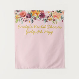 Tapiz Bridal Shower Photo Booth Fondo Rubor Pink Gold