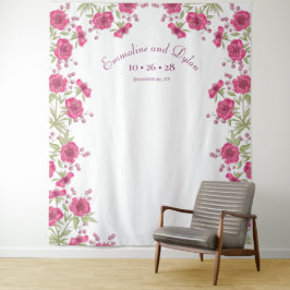 Tapiz Bright Pink Rose Wedding Photo Backdrop