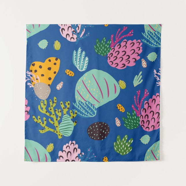 Tapiz Bright underwater seamless pattern with beautiful  (Anverso)