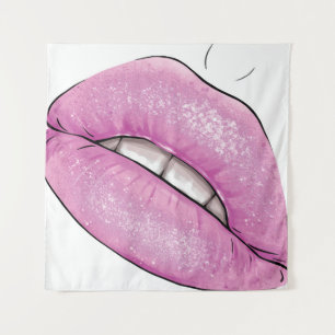 Tapiz Brillo rosa de color de labio con dientes