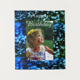 Tapiz Brillo verde azul foto cumpleaños infantil moderno