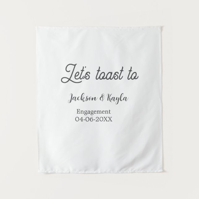 Tapiz Brindemos por nombre de la fiesta de compromiso fe (Anverso)