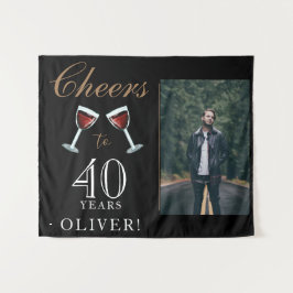 Tapiz Brindis por 40 años Vino Tinto Cumpleaños 40 Foto