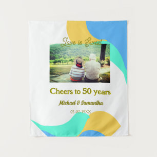 Tapiz brindis por 50 años aniversario el amor es Dulce r