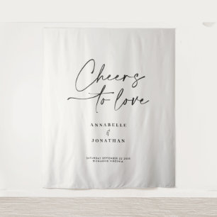 Tapiz Brindis por el amor crema negra minimalista boda m