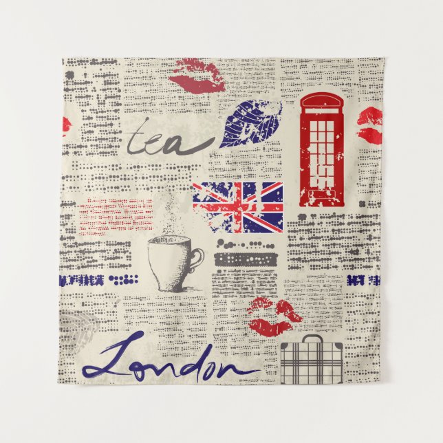 Tapiz British newspaper pattern (Anverso)