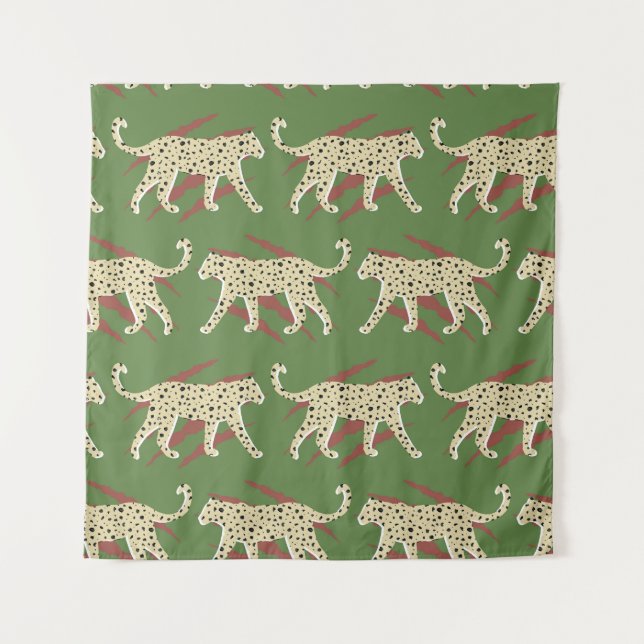 Tapiz Brochas salvajes: El leopardo en la repetición (Anverso)