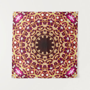 Tapiz Broche Mandala, fondo geométrico vintage.