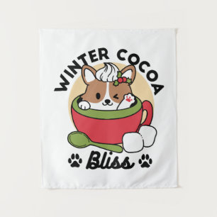 Tapiz Bromas de cacao en invierno - Perro lindo en diseñ