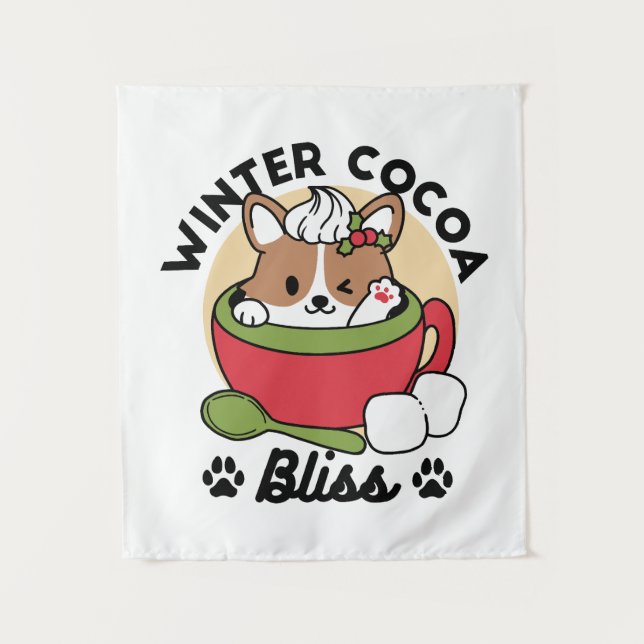 Tapiz Bromas de cacao en invierno - Perro lindo en diseñ (Anverso)