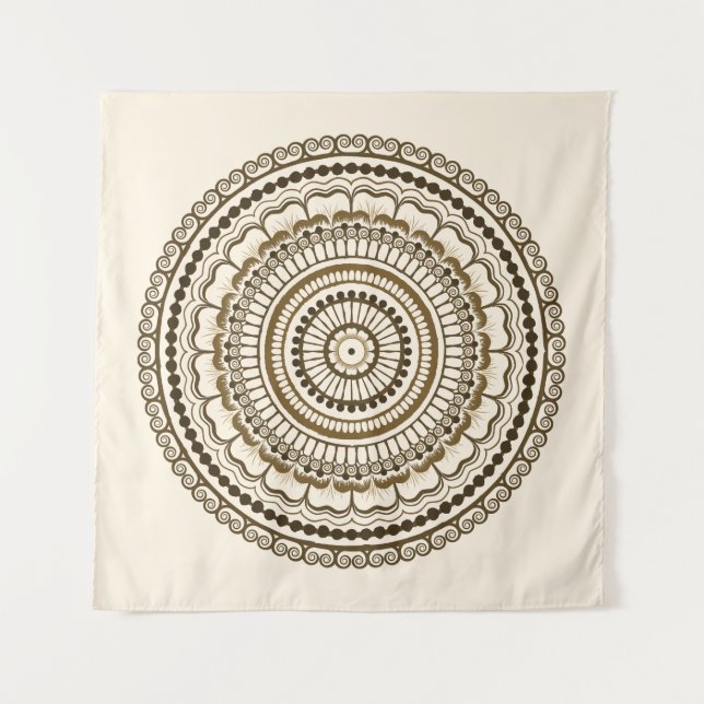 Tapiz Brown Earth Tones Henna Mandala (Anverso)