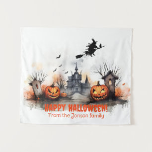 Tapiz Bruja de calabaza de la casa embrujada