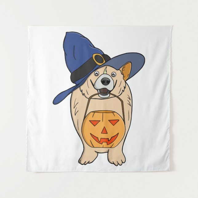 Tapiz Bruja de Calabaza Perro (Anverso)