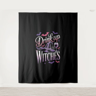 Tapiz Bruja de Halloween Vino – Bebe Hasta el Final