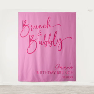 Tapiz Brunch rosado caliente y brunch con burbujas Fiest