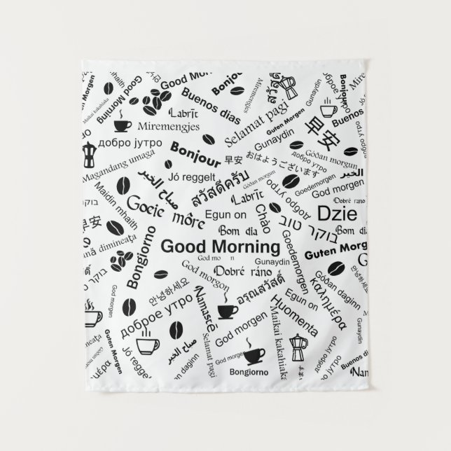 Tapiz Buenos días en todos los idiomas del mundo (Anverso)