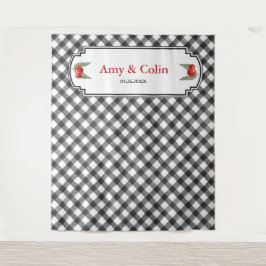 Tapiz Búfalo Check Plaid Negro & Blanco Boda Regadera