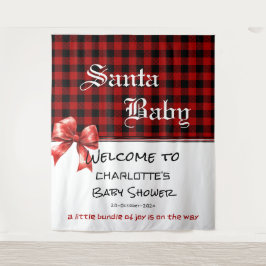 Tapiz Buffalo Plaid Watercolor Red Bow Baby Shower