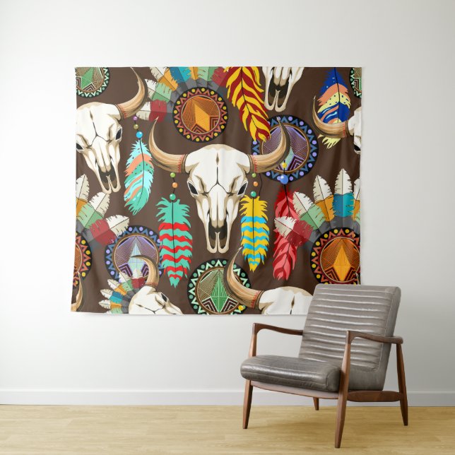 Tapiz Buffalo Skull Native American Emblem (In situ (horizontal))