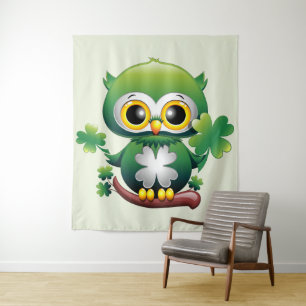 Tapiz Búho Bebé Lindo Dibujo Animado de San Patricio
