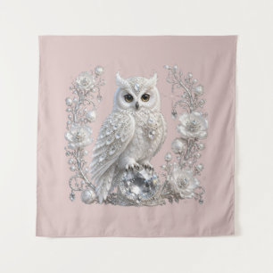 Tapiz Búho de Perla de Cristal Blanco
