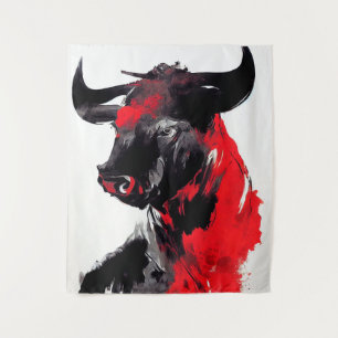 Tapiz Bull Wild Nature Free Spirit Art Pintura de pincel