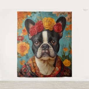 Tapiz Bulldog francés como Frida Kahlo