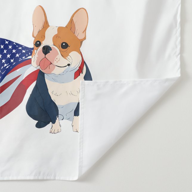 Tapiz Bulldog francés con bandera de los Estados Unidos (Detalle)