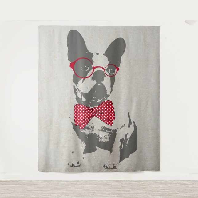 Tapiz Bulldog francés de animal de moda y divertido (Anverso)